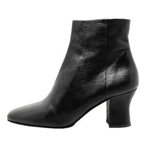 The Row Bowin black leather ankle boots square toe block‎ heel size 38